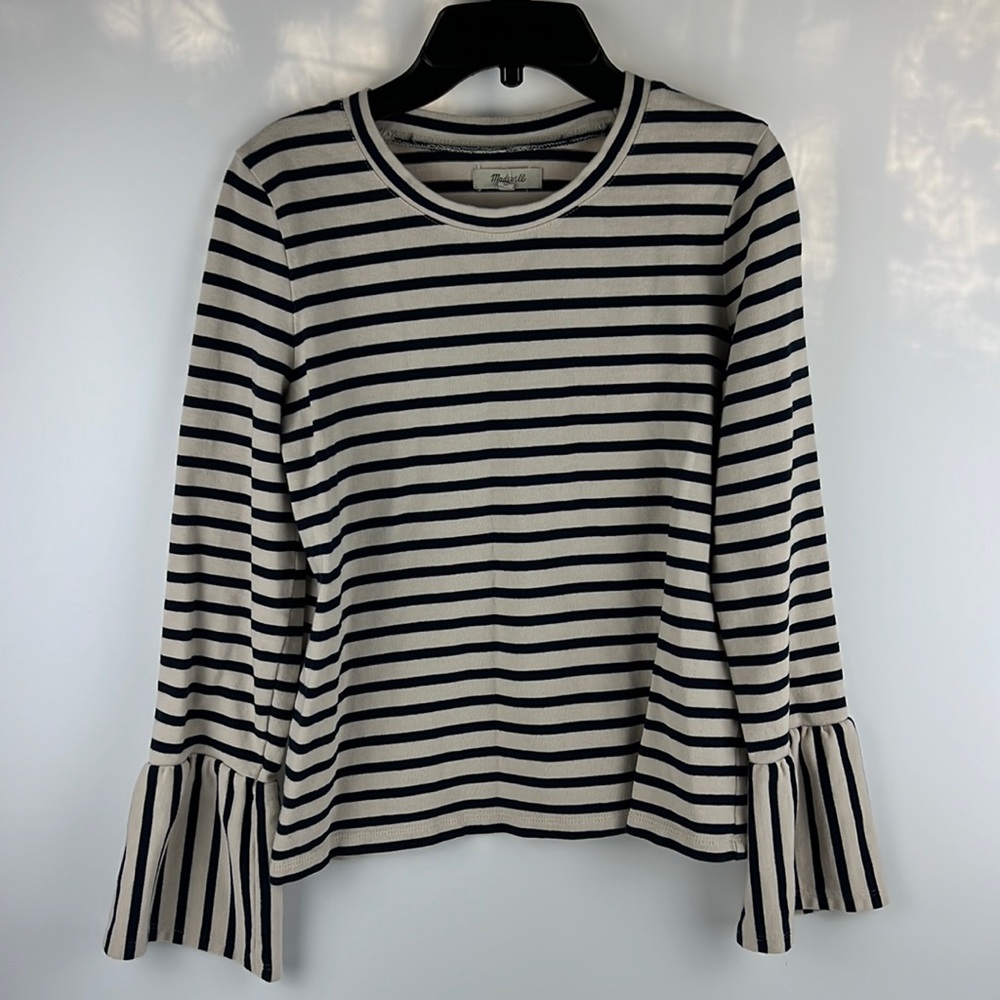 Madewell Ivory/Navy Stripped Long Sleeve Sz:Small